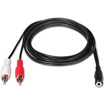 NanoCable 10.24.1301- Cable de audio estereo tipo Jack a RCA, 3.5/H-2xRCA/M, macho-hembra, negro, 1.5mts
