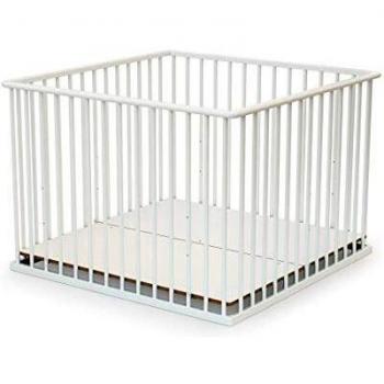 Parque infantil fijo de madera blanco 100 x 100 cm Webaby