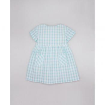 Vestido cuadro vichy azul turquesa espalda nudo