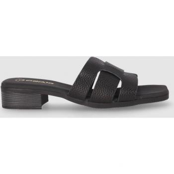 Sandalias de Tacón de Piel para Mujer St Fiore 5343 Negro con Puntera Cuadrada y Abiertos