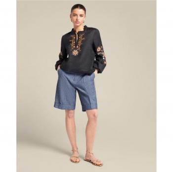 Bermuda de mujer de cambray con trabillas