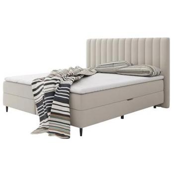 Cama Continental Indiana 142 Doble Tapizada en Marrón Claro con Somieres - 140x200 cm
