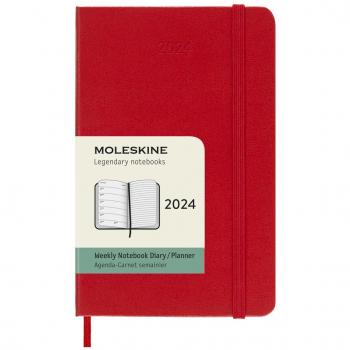 Agenda Moleskine 12 meses sem/vista 2024 tapa dura pocket rojo