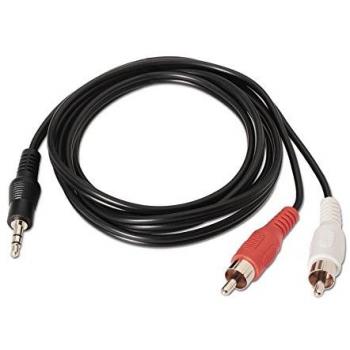 NanoCable 10.24.0301 - Cable audio estereo a 2 RCA, JACK 3.5/M-2xRCA/M, macho-macho, negro, 1.5mts