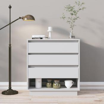 Aparador de madera contrachapada y aglomerado blanco brillante 70x41x75 cm, Mueble de Almacenaje de Salón, Armarios con Puertas, Cajón de Madera, Buffet para salón Moderno