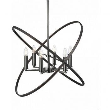 Colgante Hoopla de 6 luces en peltre negro, E14