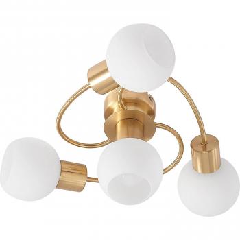 Plafón de techo Lindby Ciala, 4 luces, color latón, cristal, moderno, hecho de metal para salón y comedor, con casquillos E14