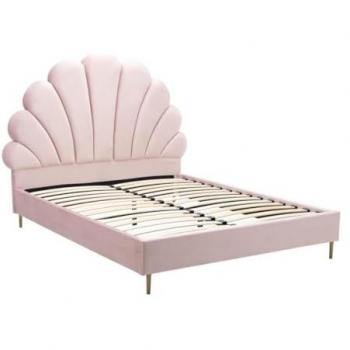 Cama con forma de concha 140 x 190 cm - Terciopelo - Rosa - LIVAYA