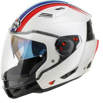 Airoh Casco para motociclista, color Blanco Rayas, talla 60-L