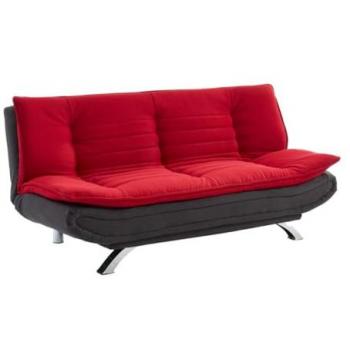 Sofá cama clic-clac DEMIDO III en tela bicolor rojo y gris antracita