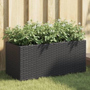 Jardinera de jardín con 2 macetas negras en Polyrattan 72x30x32 cm
