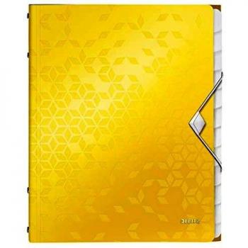 Carpeta archivadora Leitz WOW, A4, PP, 12 compartimentos, amarillo metálico