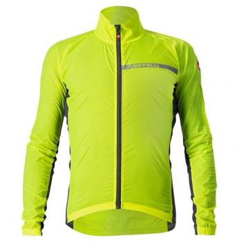 Chaqueta cortavientos Castelli Squadra Stretch verde lima eléctrico gris - 3XL