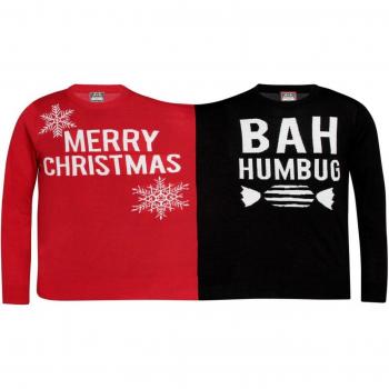 Jersey navideño doble Humbug en Rojo y Negro con Diseño Festivo