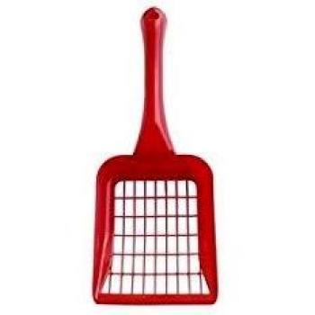 Pala de plástico para recoger caca de arenero de gato - Tamaños estándar y XL, material resistente, color rojo