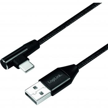 Cable USB 2.0 LogiLink 0,3 m USB-A a USB-C Angulado Negro