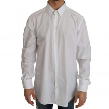 Dolce & Gabbana White 100% Cotton GOLD Slim Dress Shirt - IT37 | XS