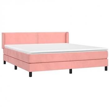Cama box spring con colchón terciopelo rosa 160x200 cm