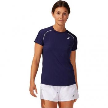 Camiseta de Manga Corta Mujer Asics Court Piping Azul