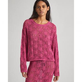Pepe Jeans - Jersey de punto calado semitransparente para mujer en color rosa English Rose Pink