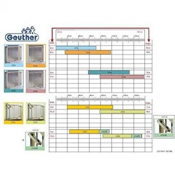 Geuther 2733 Puerta de Escalera giratoria | Ajuste: 67 cm - 107 cm | Puerta de Entrada | Abrazadera y Taladro | Puerta de bebé Extra Alta | infinitamente Ajustable | Cierre de Seguridad | Blanco