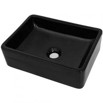 vidaXL Lavabo Rectangular Cerámica Negro 41x30x12 cm Lavamanos Lavatorio Baño