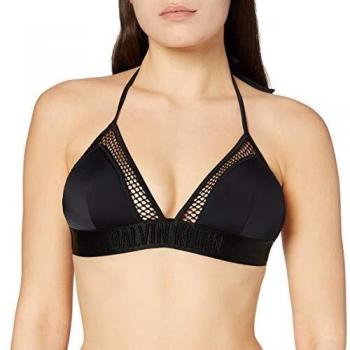 Calvin Klein Mesh Triangle-RP Parte Superior de Bikini, Pvh Black, X-Small para Mujer