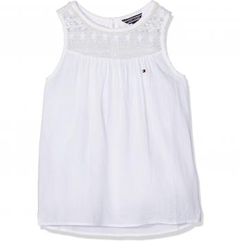 Tommy Hilfiger Cotton Crepe Top Slvls, Camiseta sin Mangas para Niños, Blanco
