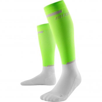 CEP Calcetines de compresión largos The Run 4.0 para hombre, medias largas de compresión verdes y blancas, talla L