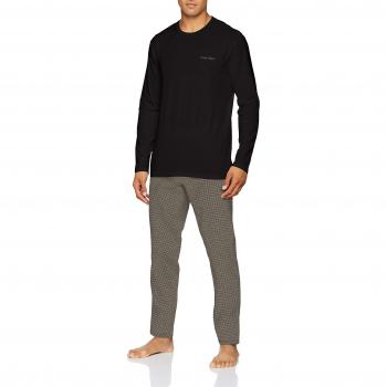 Calvin Klein L/s Set, Pijama para Hombre, Negro Top/Waeve Geo Black Pant SNM, X-Large