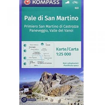 Mapa excursionista y topográfico 622 Pale di San Martino - Primiero San Martino di Castrozza 1:25.000 con rutas para senderismo y ciclismo, GPS preciso
