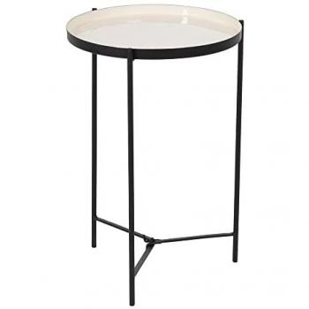 Mesa auxiliar BigBuy Home 40,5 x 40,5 x 60,5 cm - Negro Crema Hierro - Diseño Moderno