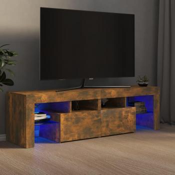 Soporte de TV con luces LED color roble ahumado 140x36,5x40 cm