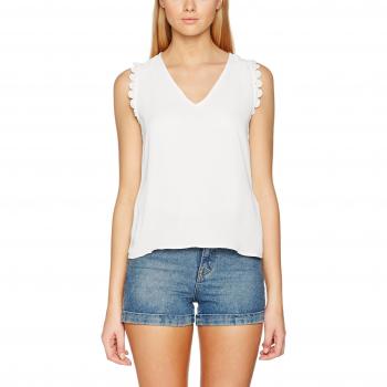 VERO MODA Vmlaurie Lace Sl Top a, Camiseta sin Mangas para Mujer, Blanco