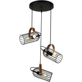 Lámpara colgante industrial y retro Antoin Black, 3 luces, E27