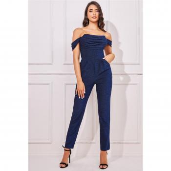 Goddiva Lurex Cowl Neck Jumpsuit - Royal Blue, Women's, Size 16 UK