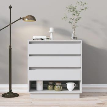 Aparador de madera contrachapada y aglomerado blanco 70x41x75 cm, Mueble de Almacenaje de Salón con Armarios con Puertas, Cajón de Madera, Buffet para salón Moderno,