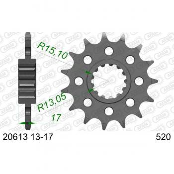 Piñón AFAM 20613-15 de acero estándar para cadena 520