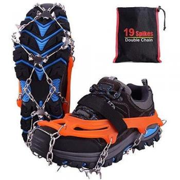 Rakaraka Crampones Nieve Hielo, 19 Dientes Tacos de tracción Nieve y Hielo Tracción para Invierno Deportes Montañismo Escalada Caminar Alpinismo Cámping Acampada Senderismo