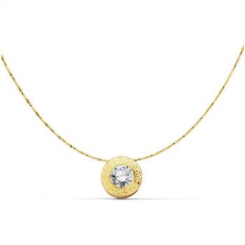 Gargantilla Oro 18k con Cadena de 42cm y Chatón Greca Circonita - Joyería para Mujer