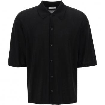 Lemaire Men's Short-Sleeved Knit Shirt in Nero | Size Medium | TO1225LK116