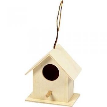 Casa para pájaros de 6x6 cm, contrachapado, 1 unidad