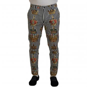 Dolce & Gabbana White Cotton Stretch Crown Trouser Pants - IT44 | XS