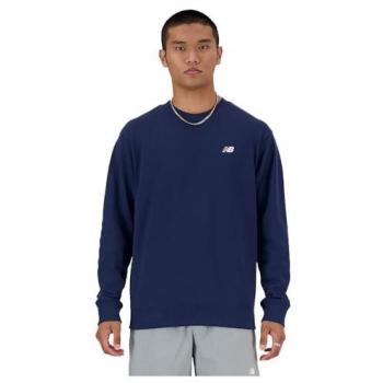 Sudadera de Hombre New Balance French Terry Casual con Logo Pequeño, Color Marino, Algodón, Modelo Sport Essentials 2024