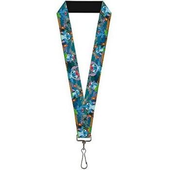 Buckle-Down Lanyard-1.0-Stitch Hula Dance 5-Poses Llavero, Multicolor, Talla única Unisex Adulto