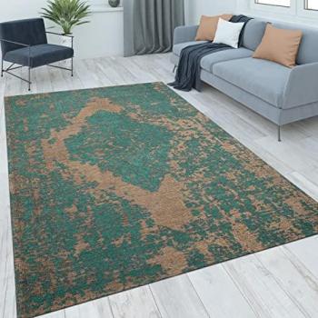 Alfombra Salon De Habitacion Pelo Corto Vintage Motivo Oriental Ornament 80x150 cm, Color: Turquesa 2