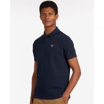 Barbour Tartan Pique Men's Polo Shirt - New Navy - Size XL - Male