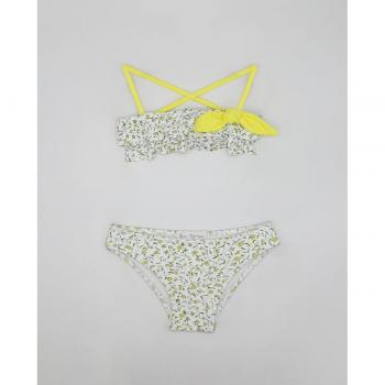Bikini florecitas amarillas con tirantes y lazo amarillo