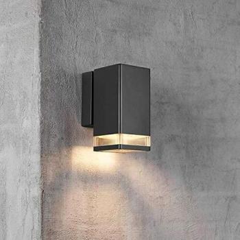 Aplique de exterior Nordlux Elm IP44 en forma angular moderna, color negro