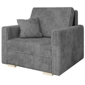 Sillón Columbus 207, Tapiz Gris, Madera, 85x103x98cm, Función de Cama y Almacenamiento